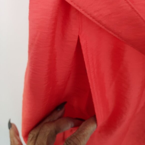 Anne Klein Sleeveless Flutter Collar Orange Dress Size 16 - Picture 10 of 11